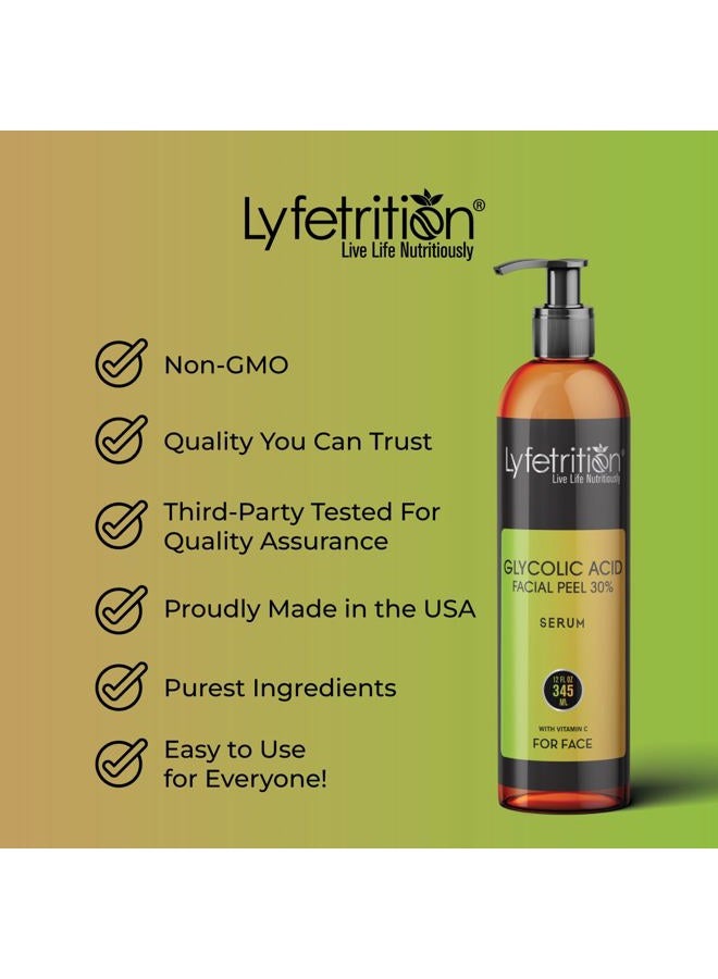 Lyfetrition Glycolic Acid/AHA 30% Renewal Serum, infused with Vitamins C & E for Skin Brightening, Exfoliating Serum Works for Dark Spots, Acne, and Reduces Fine Lines & Wrinkles - (12 Fl Oz) - Image 4